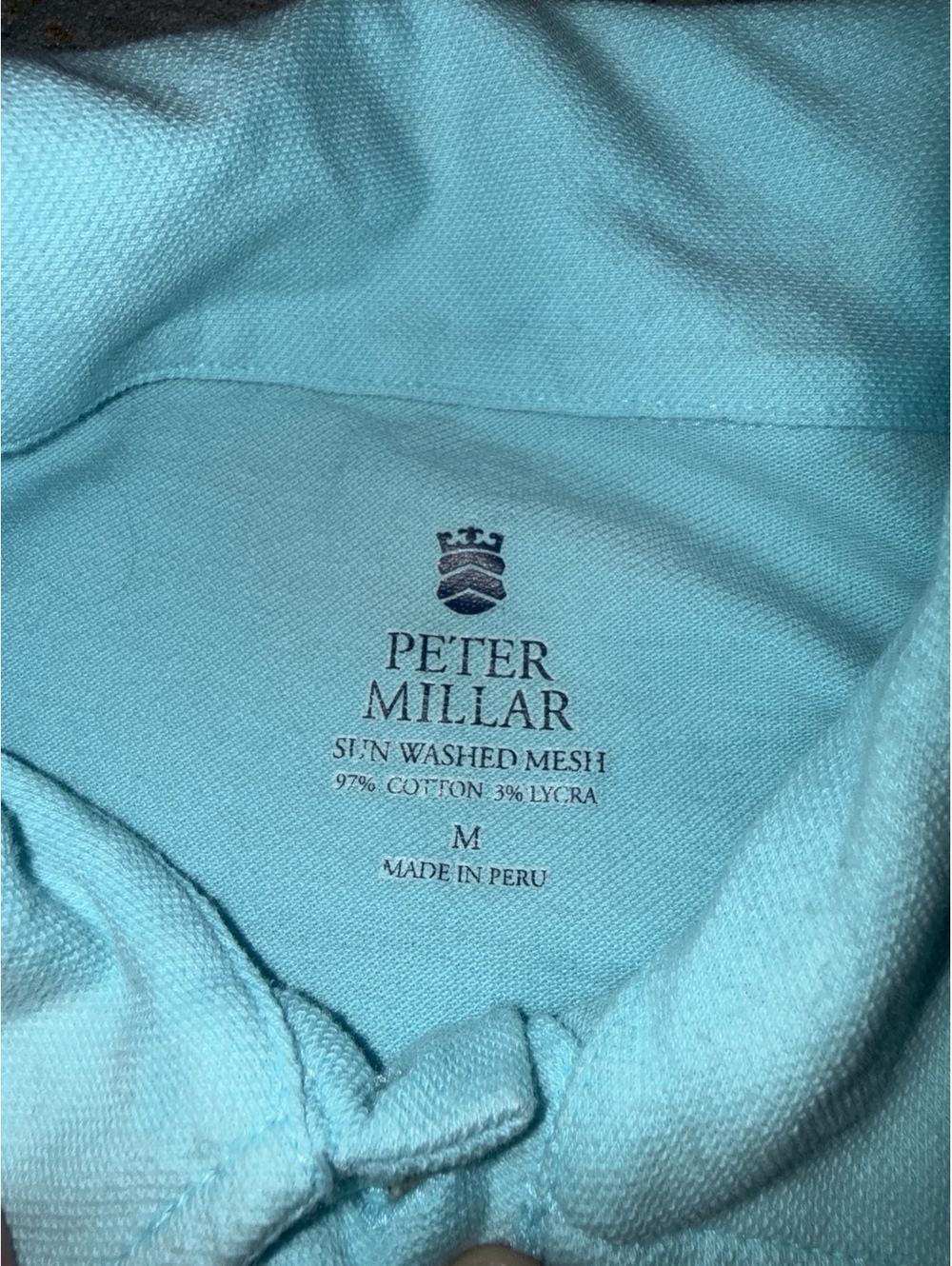 Peter Millar Sun Washed Mesh Polo Men's M Aqua Cotton Stretch Golf